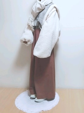 「だぼだぼ」｜「アイテム（ブルゾン）」を使った、YUMI…さん（レディース・154cm）の冬コーディネート