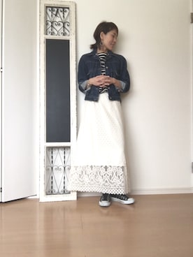 「A.P.C.（アーペーセー）のアイテム（デニムジャケット、ブルー系）」を使った、kei☆さん（レディース・163cm）の春コーディネート