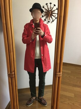 「アイテム（ステンカラーコート）」を使った、キムカツさん（メンズ・176cm・30代）の春コーディネート