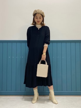 「LOWRYS FARM（ローリーズファーム）のストレッチヒールブーツ　851418（ブーツ）」を使った、アヤミさん（レディース・171cm）の秋コーディネート