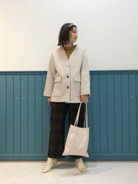 「LOWRYS FARM（ローリーズファーム）のアイテム（ノーカラージャケット）」を使った、アヤミさん（レディース・171cm）の秋コーディネート
