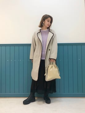 「ワッシャースカート」｜「アイテム（その他アウター）」を使った、アヤミさん（レディース・171cm）の秋コーディネート