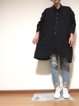 チャイハネ 刺繍入りmen Sロングシャツ ビッグシルエットを使ったメンズ人気ファッションコーディネート Wear