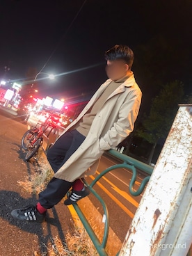 「niko and...（ニコアンド）のアイテム（トレンチコート）」を使った、ほりおさん（メンズ・169cm）の秋コーディネート