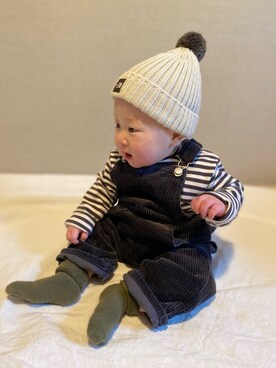 「ZARA（ザラ）のアイテム（サロペット/オーバーオール）」を使った、shi...さん（キッズ・70cm）の冬コーディネート