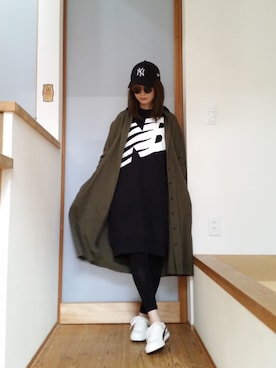 「スウェットワンピース」｜「アイテム（シャツワンピース）」を使った、mmmkmrさん（レディース・160cm）の冬コーディネート