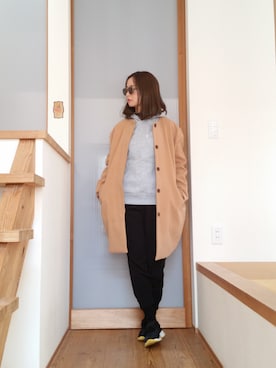 「スウェットパーカー」｜「アイテム（その他）」を使った、mmmkmrさん（レディース・160cm）の冬コーディネート