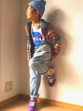 「GU（ジーユー）のアイテム」を使った、ネモネモさん（キッズ・120cm）の秋コーディネート