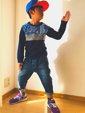 「Right-on（ライトオン）のアイテム（スウェット）」を使った、ネモネモさん（キッズ・120cm）の秋コーディネート