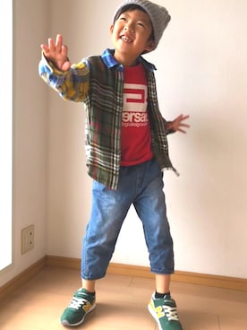 「NEW BALANCE（ニューバランス）のアイテム」を使った、ネモネモさん（キッズ・120cm）の秋コーディネート