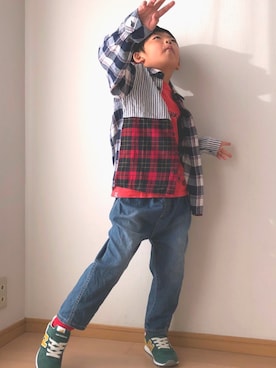 「HusHusH（ハッシュアッシュ）のアイテム」を使った、ネモネモさん（キッズ・120cm）の秋コーディネート
