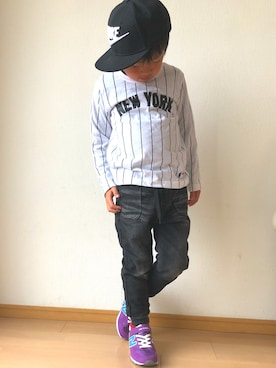 「NEW BALANCE（ニューバランス）のアイテム」を使った、ネモネモさん（キッズ・120cm）の冬コーディネート
