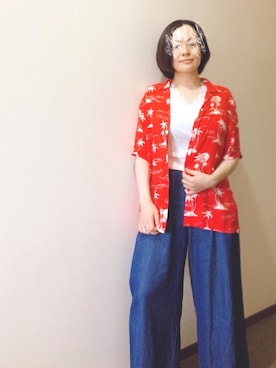 「旦那さんのを借りました」｜ますちかさん（レディース・154cm）の夏コーディネート