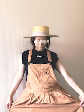 「AVAN LILY（アヴァンリリィ）のアイテム（帽子）」を使った、ますちかさん（レディース・154cm）の夏コーディネート