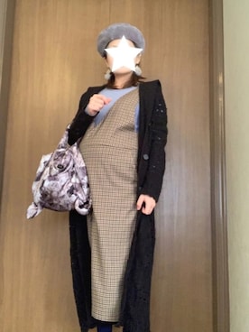 「GUコーデ」｜「アイテム（ジャンパースカート）」を使った、ますちかさん（レディース・154cm）の冬コーディネート