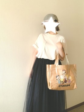 「coca（coca）（コカ）の選べる6カラー◇ふんわりチュールスカート（スカート）」を使った、ますちかさん（レディース・154cm）の夏コーディネート