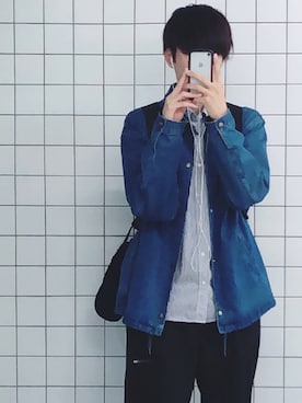 「デニムコーチジャケット」｜みいさん（メンズ・180cm）の春コーディネート