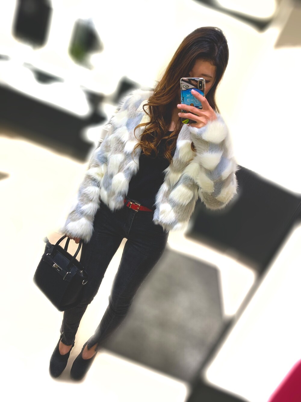 「CECIL McBEEのアイテム（ジャケット/アウター、ブルー系）」を使った、...piさん（レディース・158cm）の冬コーディネートの1枚目の写真