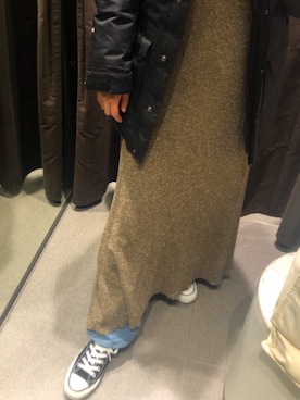 「キャミソールワンピ」｜「アイテム（ダウンジャケット/コート）」を使った、rinさん（レディース・159cm）の冬コーディネート