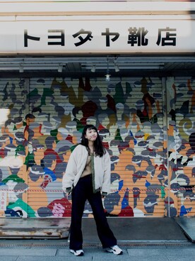 「niko and...（ニコアンド）のアイテム（ピーコート）」を使った、Yoyoさん（レディース・160cm）の春コーディネート