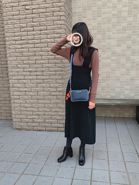 「RETRO GIRL（レトロガール）のアイテム（ジャンパースカート）」を使った、Yuikaさん（レディース・158cm）の冬コーディネート