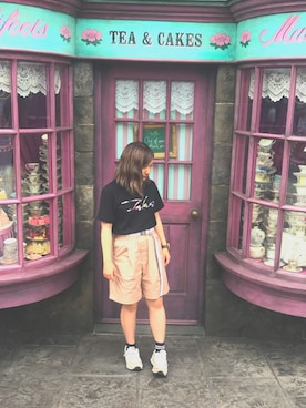 「UNIQLO Tシャツ」｜「アイテム（シューズ）」を使った、きょうかさん（レディース・149cm）の夏コーディネート