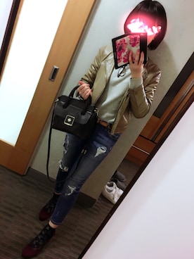 「Banner Barrett（バナーバレット）のアイテム（ノーカラージャケット）」を使った、さかなまきさん（レディース・160cm）の春コーディネート