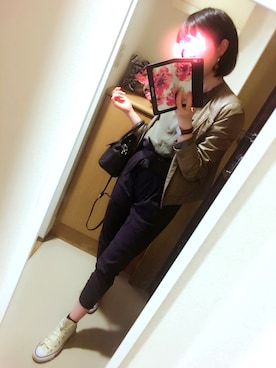 「Banner Barrett（バナーバレット）のアイテム（ノーカラージャケット）」を使った、さかなまきさん（レディース・160cm）の春コーディネート