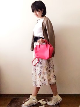 「Banner Barrett（バナーバレット）のアイテム（ノーカラージャケット）」を使った、さかなまきさん（レディース・160cm）の春コーディネート