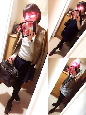 「Banner Barrett（バナーバレット）のアイテム（ノーカラージャケット）」を使った、さかなまきさん（レディース・160cm）の春コーディネート