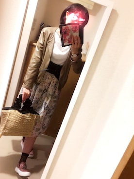 「Banner Barrett（バナーバレット）のアイテム（ノーカラージャケット）」を使った、さかなまきさん（レディース・160cm）の春コーディネート