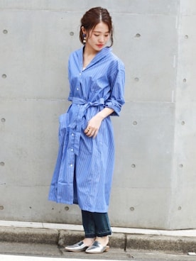 「JOURNAL STANDARD relume（ジャーナルスタンダード　レリューム）のアイテム（シャツワンピース）」を使った、masu*さん（レディース・160cm）の春コーディネート