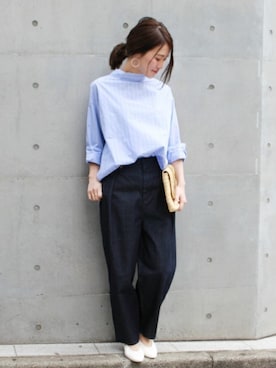 「バンドカラー」｜masu*さん（レディース・160cm）の春コーディネート