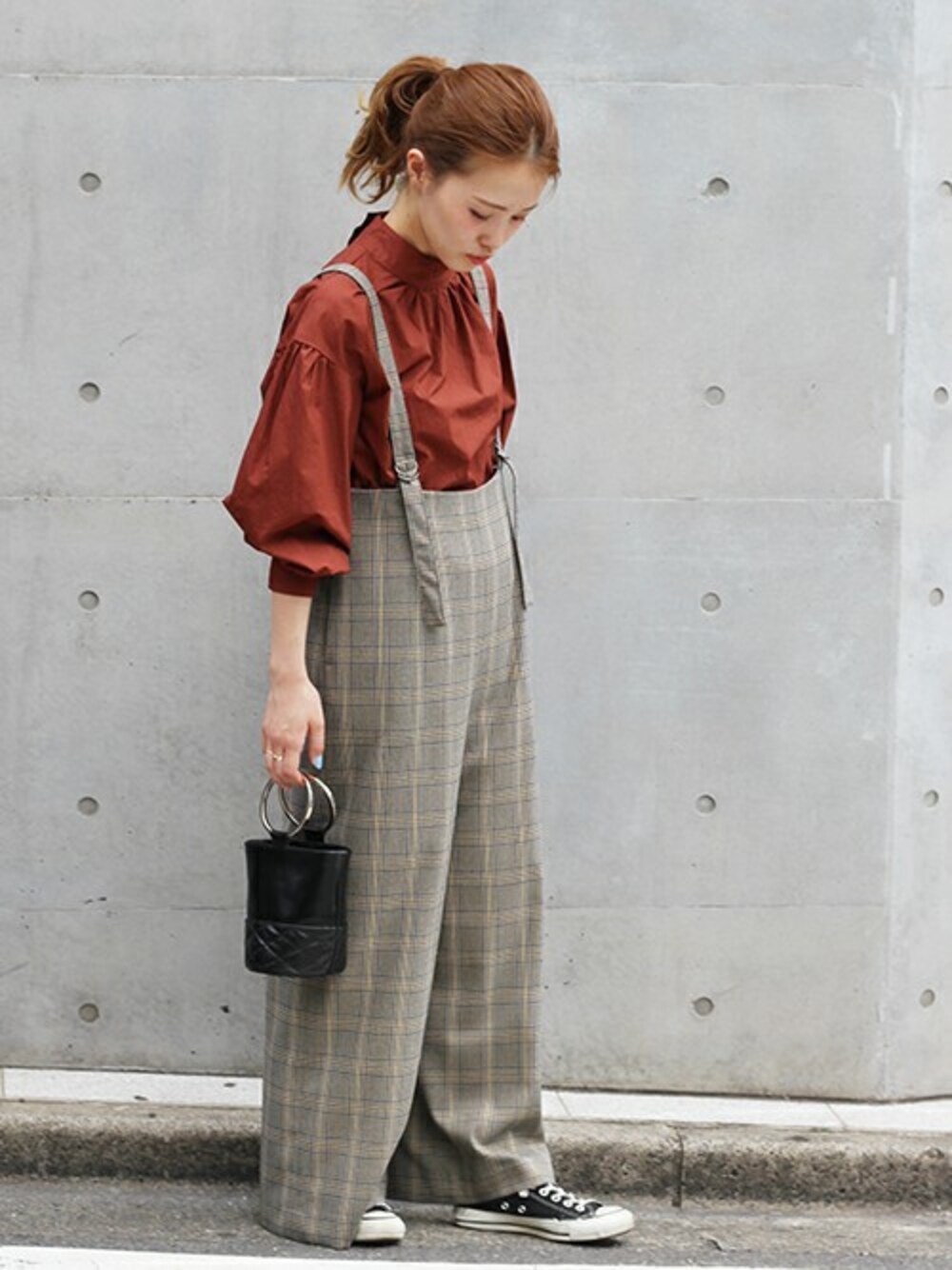 TRチェックハイウエストサロペットパンツ_#を使ったショップ
