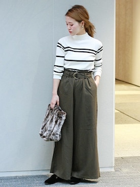 「カーキパンツ」｜masu*さん（レディース・160cm）の秋コーディネート