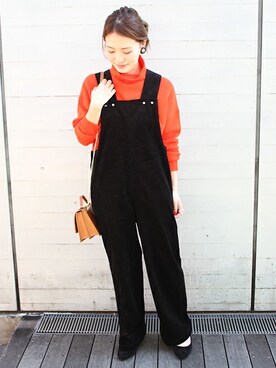 「relume」｜「アイテム（サロペット/オーバーオール）」を使った、masu*さん（レディース・160cm）の冬コーディネート