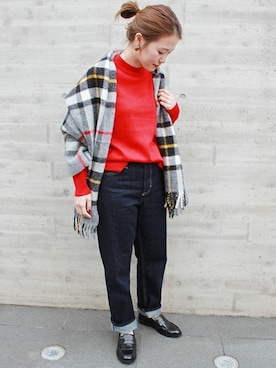 「TWEED MILL（ツイードミル）のアイテム」を使った、masu*さん（レディース・160cm）の冬コーディネート