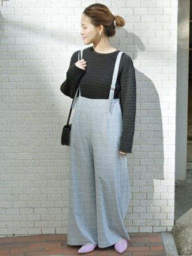 「relume」｜「アイテム（サロペット/オーバーオール）」を使った、masu*さん（レディース・160cm）の冬コーディネート