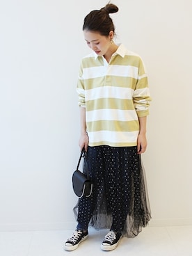 「ラガーシャツ」｜masu*さん（レディース・160cm）の冬コーディネート