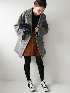 ダブルカラーチェックコート◇を使ったショップスタッフの人気