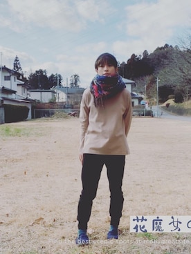 「フェリシモ（フェリシモ）のアイテム（トップス、ベージュ系）」を使った、あやこさん（レディース・152cm）の冬コーディネート