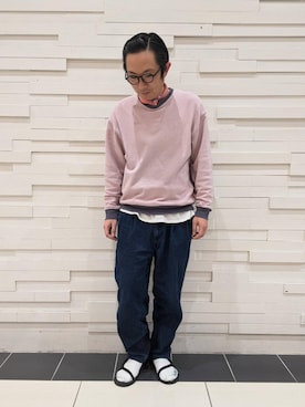 「USAコットン」｜「アイテム（スウェット）」を使った、ナカノさん（メンズ・168cm）の冬コーディネート