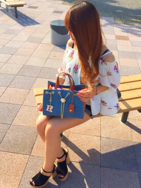 「dazzlin（ダズリン）のコルクヒールサンダル（サンダル）」を使った、サマンサベガららぽーと海老名さん（レディース・150cm）の夏コーディネート