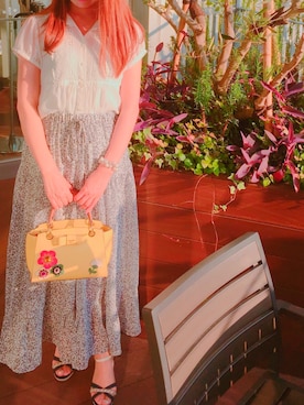 「イエローバッグ」｜「アイテム（スカート）」を使った、サマンサベガららぽーと海老名さん（レディース・157cm）の夏コーディネート