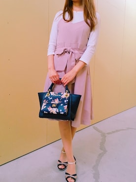 「ネイビー×ピンク」｜「アイテム（ワンピース）」を使った、サマンサベガららぽーと海老名さん（レディース・157cm）の夏コーディネート