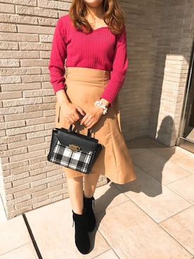 「タータンチェック」｜サマンサベガららぽーと海老名さん（レディース・157cm）の秋コーディネート