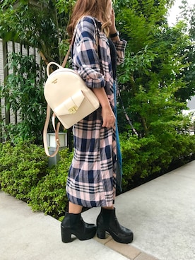 「AVAN LILY（アヴァンリリィ）のアイテム（シャツワンピース）」を使った、サマンサベガららぽーと海老名さん（レディース・150cm）の秋コーディネート