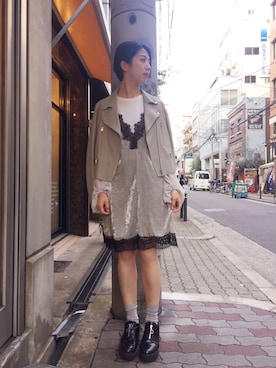 「Rawtus（ロータス）のアイテム」を使った、なべさん（レディース・161cm）の秋コーディネート