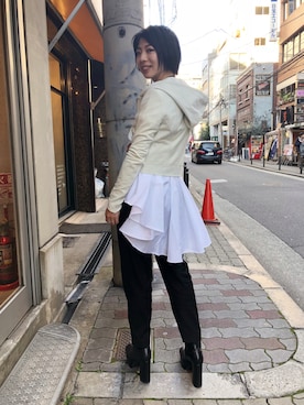 「ADDICT NOIR（アディクトノアー）のアイテム（その他アウター）」を使った、なべさん（レディース・161cm）の冬コーディネート