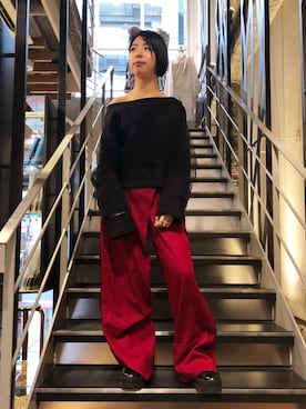 「AULA（アウラ）のアイテム（パンツ）」を使った、なべさん（レディース・161cm）の冬コーディネート